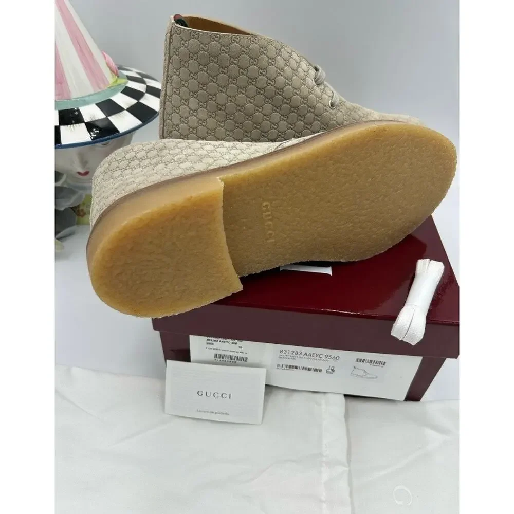 Men's Gucci, GG embossed desert boots size 10 made in Italy
